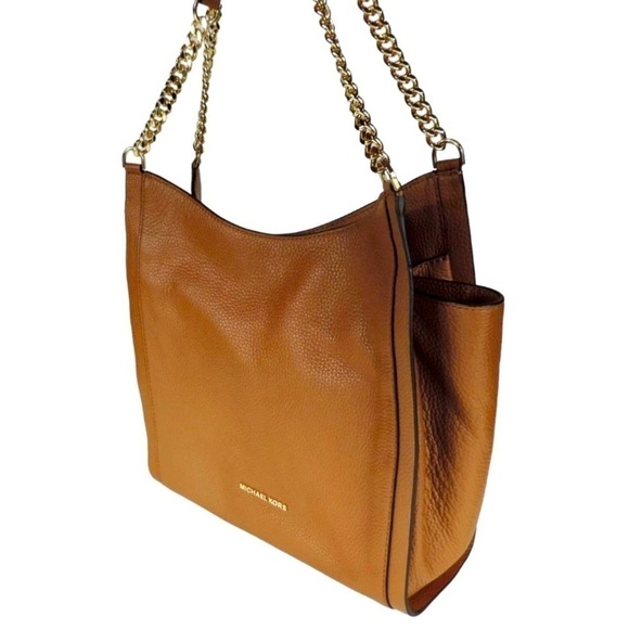 MICHAEL KORS, PEBBLED LEATHER, NEWBURY ACORN, SHOULDER TOTE BAG. 11”W X 12”H - Picture 5 of 10